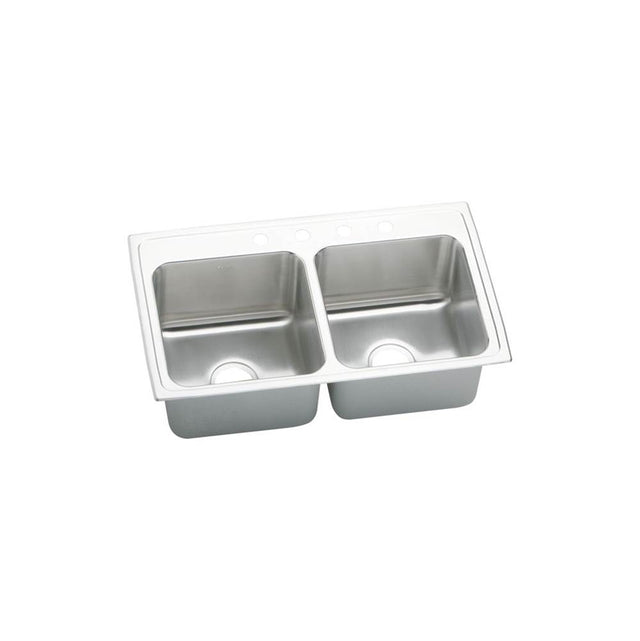 Elkay - 18 Gauge Stainless Steel 33'' x 19.5'' x 10.125'' Double Bowl Top Mount Kitchen Sink - Lustertone