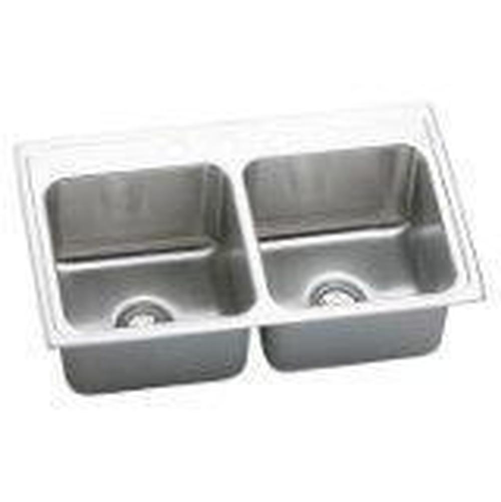 Elkay - 18 Gauge Stainless Steel 33'' x 19.5'' x 10.125'' Double Bowl Drop-in Kitchen Sink