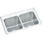 Elkay - 18 Gauge Stainless Steel 33'' x 22'' x 10.125'' Double Bowl Drop-in Kitchen Sink Kit - Lustrous Satin