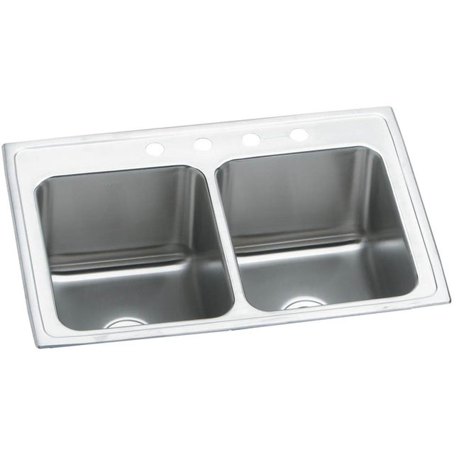 Elkay - 18 Gauge Stainless Steel 33'' x 22'' x 12.125'' Double Bowl Drop-in Kitchen Sink - Lustrous Satin