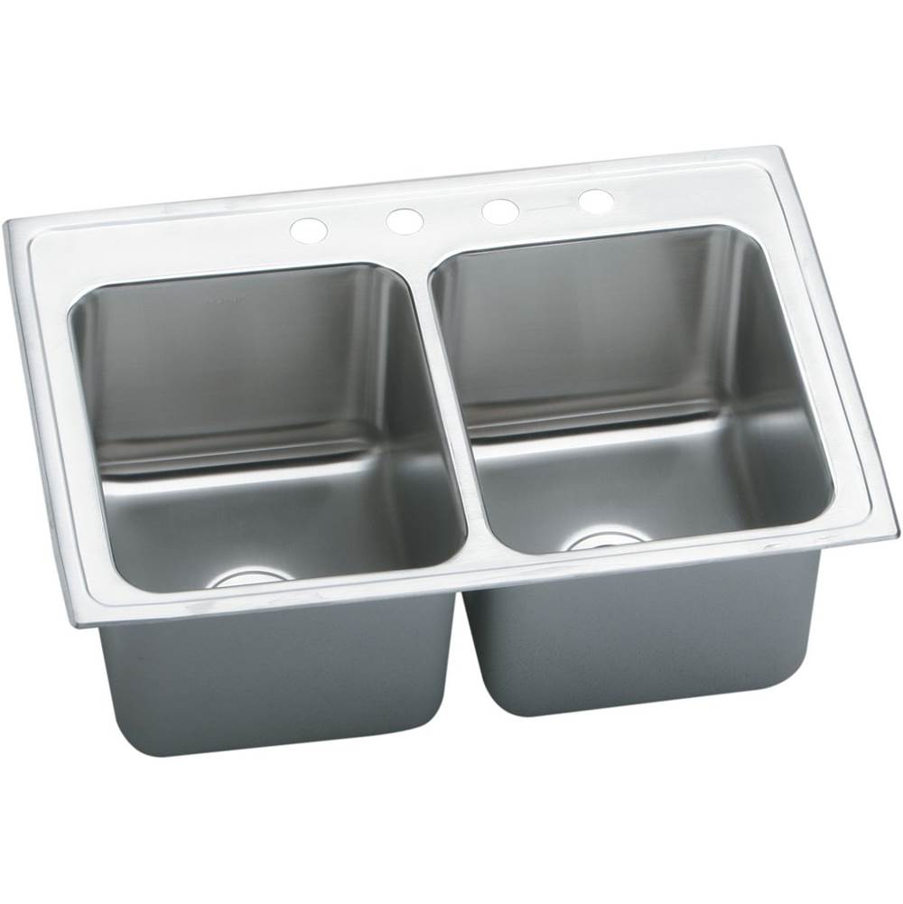 Elkay - 18 Gauge Stainless Steel 33'' x 22'' x 12.125'' Double Bowl Top Mount Kitchen Sink - Lustertone
