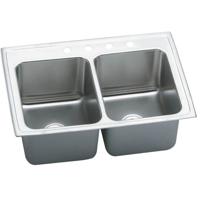 Elkay - 18 Gauge Stainless Steel 33'' x 22'' x 12.125'' Double Bowl Top Mount Kitchen Sink - Lustertone