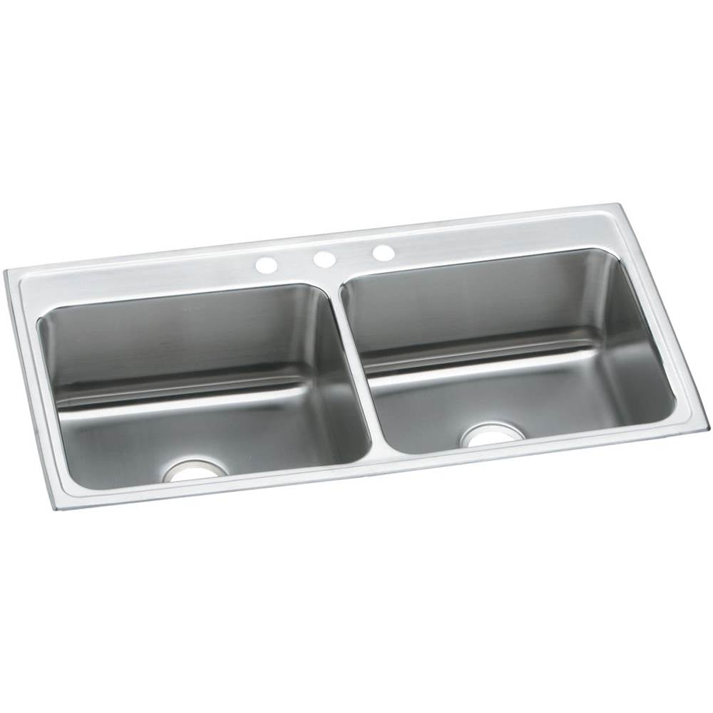 Elkay - 18 Gauge Stainless Steel 43'' x 22'' x 10.125'' Double Bowl Drop-in Kitchen Sink - Lustrous Satin