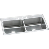 Elkay - 18 Gauge Stainless Steel 43'' x 22'' x 12.125'' Double Bowl Drop-in Kitchen Sink - Lustrous Satin
