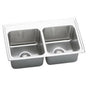 Elkay - 18 Gauge Stainless Steel 33'' x 19.5'' x 10.125'' Double Bowl Top Mount Kitchen Sink - Lustertone