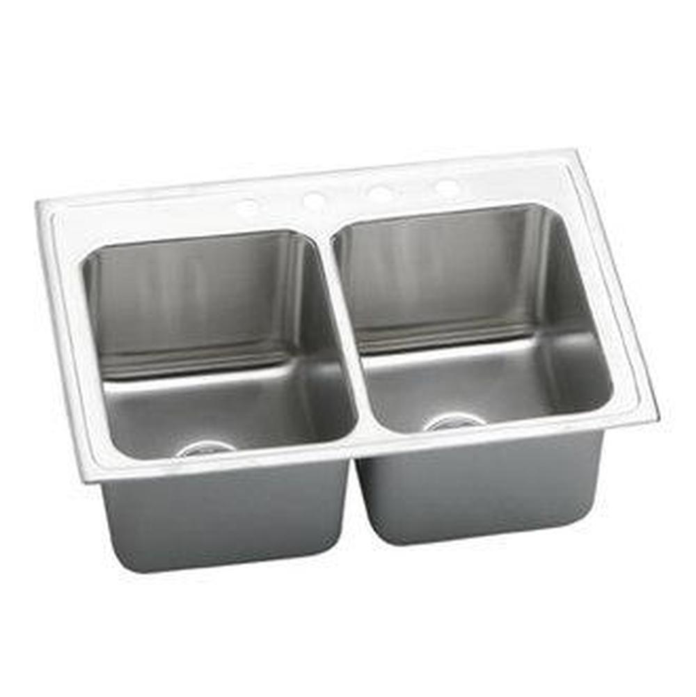 Elkay - 18 Gauge Stainless Steel 33'' x 22'' x 12.125'' Double Bowl Top Mount Kitchen Sink - Lustertone