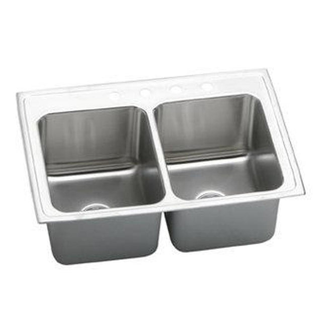 Elkay - 18 Gauge Stainless Steel 33'' x 22'' x 12.125'' Double Bowl Top Mount Kitchen Sink - Lustertone