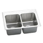 Elkay - 18 Gauge Stainless Steel 33'' x 22'' x 12.125'' Double Bowl Top Mount Kitchen Sink - Lustertone