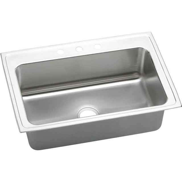 Elkay - 18 Gauge Stainless Steel 33'' x 22'' x 10.125'' Single Bowl Top Mount Kitchen Sink - Lustertone