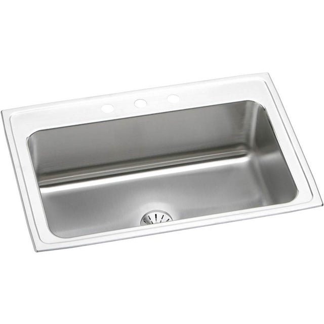 Elkay - 18 Gauge Stainless Steel 33'' x 22'' x 10'' Single Bowl Drop-in Kitchen Sink Kit - Lustrous Satin