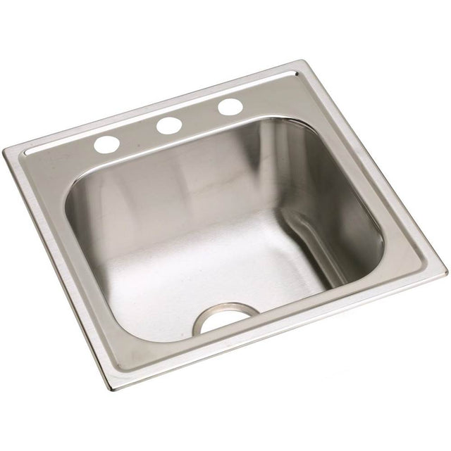 Elkay - 20 Gauge Stainless Steel 20'' x 20'' x 10.125'' Single Bowl Drop-in Laundry/Utility Sink - Premium Highlighted Satin