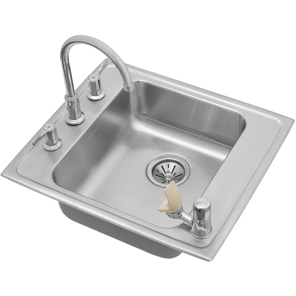 Elkay - 18 Gauge Stainless Steel 22'' x 19.5'' x 6.5'' Single Bowl Top Mount Sink Kit - Lustertone
