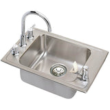 18 Gauge Stainless Steel 25'' x 17'' x 4'' Single Bowl Drop-in Sink Kit