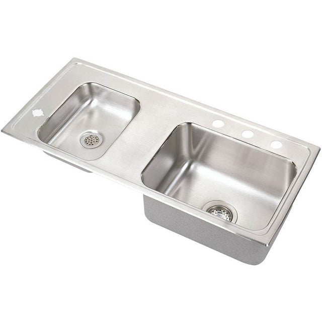 Elkay - 18 Gauge Stainless Steel 37.25'' x 17'' x 5'' Double Bowl Drop-in Sink - Lustrous Satin