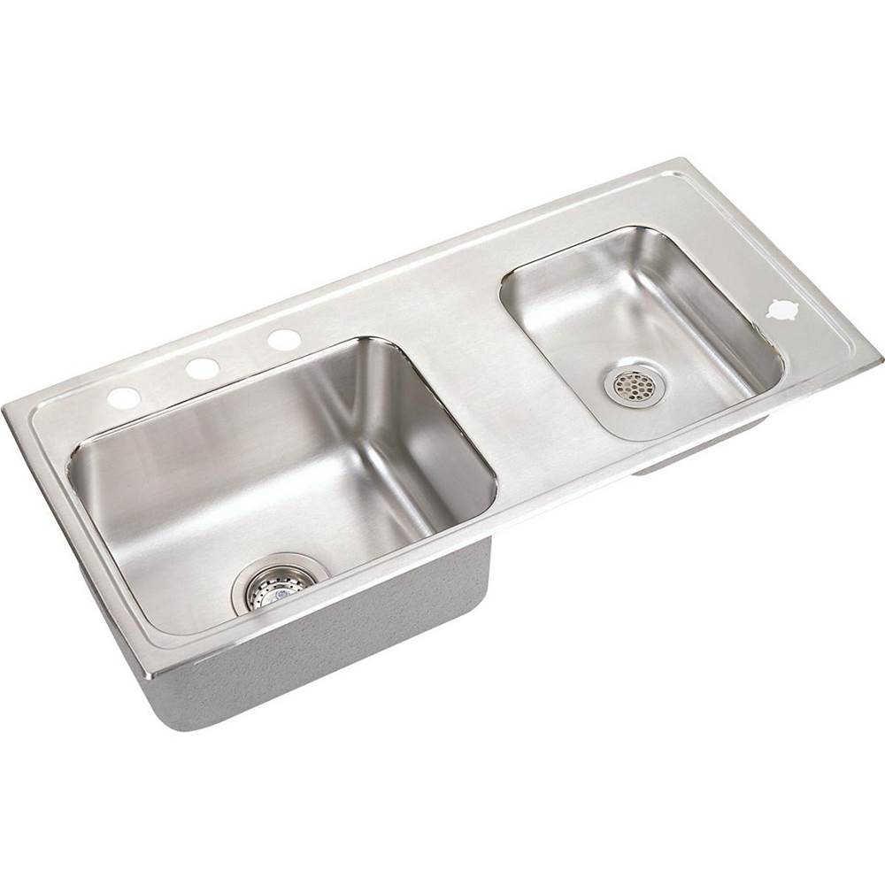 18 Gauge Stainless Steel 37.25'' x 17'' x 6.5'' Double Bowl Drop-in Sink