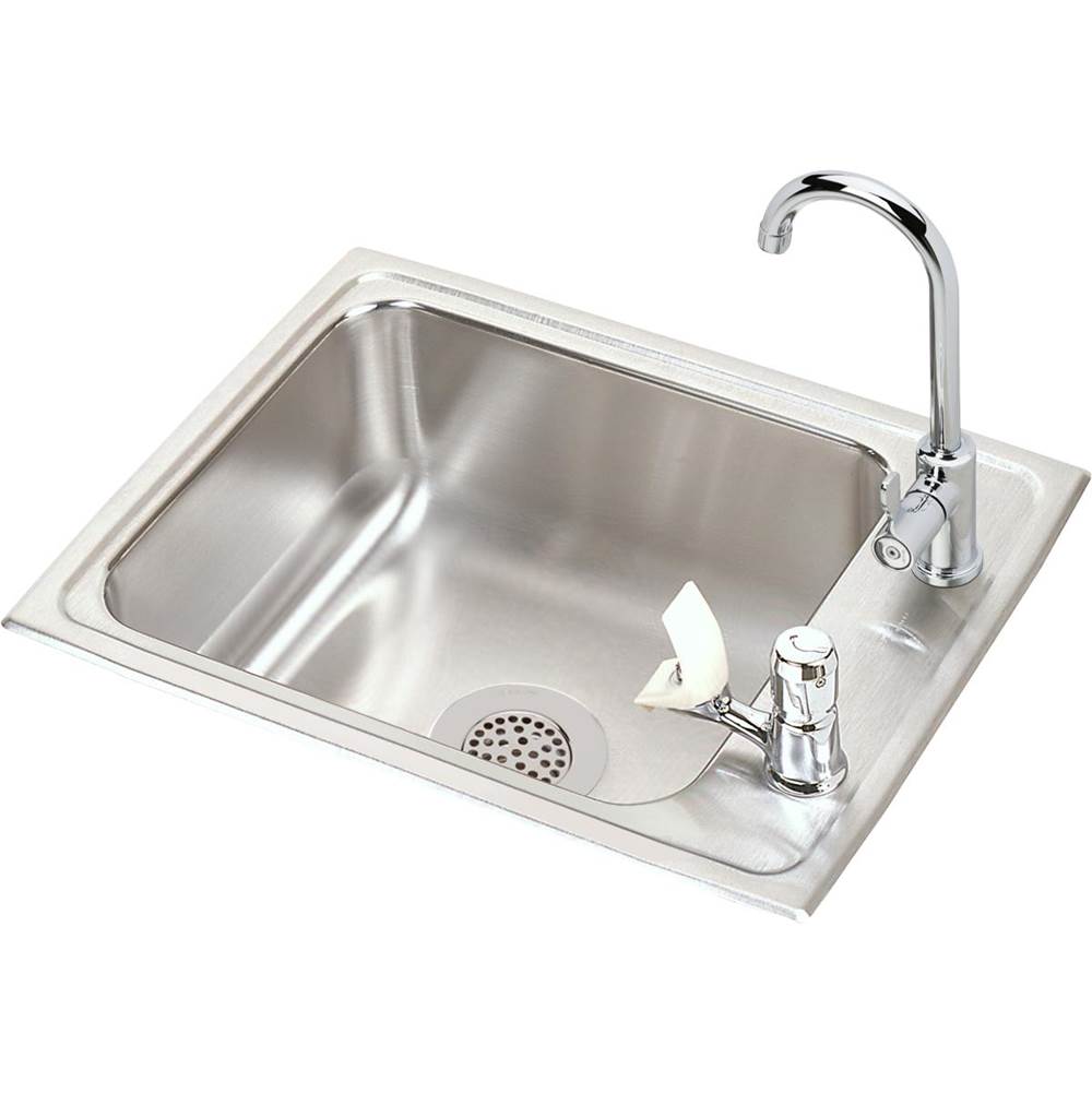 Elkay - 18 Gauge Stainless Steel 22'' x 17'' x 7.625'' Single Bowl Drop-in Sink Kit - Lustrous Satin