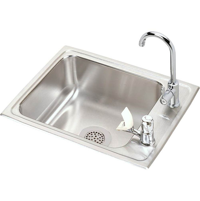 Elkay - 18 Gauge Stainless Steel 22'' x 17'' x 7.625'' Single Bowl Drop-in Sink Kit - Lustrous Satin