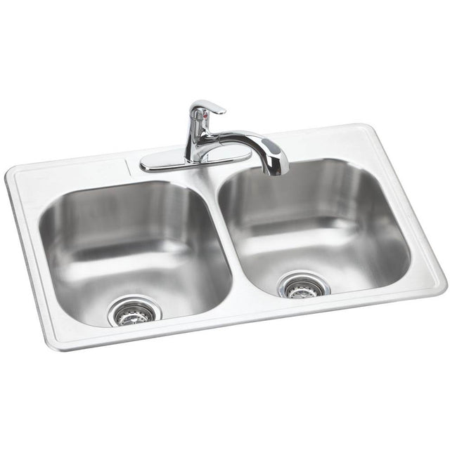 Elkay - DISCONTINUED - USE DSE233223 sink, LK5000CR faucet, GBG1415SS bottom grid, D1125 drain separately - Elite Satin