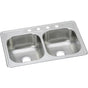 Elkay - 20 Gauge Stainless Steel 33'' x 22'' x 8.0625'' Double Bowl Drop-in Kitchen Sink - Elite Satin