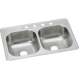 Elkay - 20 Gauge Stainless Steel 33'' x 22'' x 8.0625'' Double Bowl Drop-in Kitchen Sink - Elite Satin