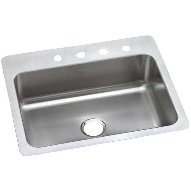 Elkay - 18 Gauge Stainless Steel 27'' x 22'' x 8'' Single Bowl Dual Mount Kitchen Sink - Elite Satin