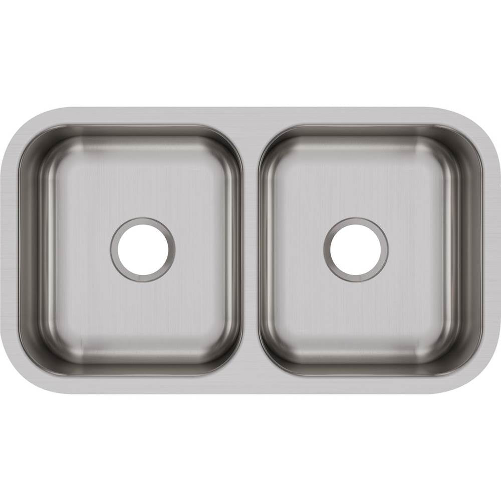 18 Gauge Stainless Steel 31.75'' x 18.25'' x 8'' Double Bowl Undermount Kitchen Sink
