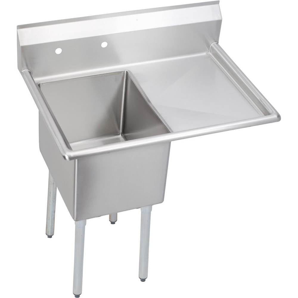 Elkay - 1 Compartment Sink, 37X26 OA, 16X20 Bowl, 12 Deep, Right 18'' DBs, SS Legs, 18 GA 300 Series SS, NSF - No.4 Finish