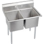 Elkay - 2 Compartment Sink, 47X26 OA, 20X20 Bowl, 12 Deep, No DBs, SS Legs, 18 GA 300 Series SS, NSF - No.4 Finish