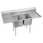 Elkay - 2 Compartment Sink, 70X26 OA, 16X20 Bowl, 12 Deep, L & R 18'' DBs, SS Legs, 18 GA 300 Series SS, NSF - No.4 Finish