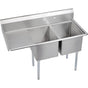 Elkay - 2 Compartment Sink, 55X26 OA, 16X20 Bowl, 12 Deep, Left 18'' DB, SS Legs, 18 GA 300 Series SS, NSF - No.4 Finish
