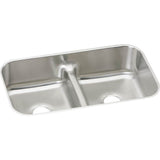 Elkay - 19 Gauge Stainless Steel 32.5'' x 18.15'' x 8'' Double Bowl Undermount Kitchen Sink - Lustrous Satin