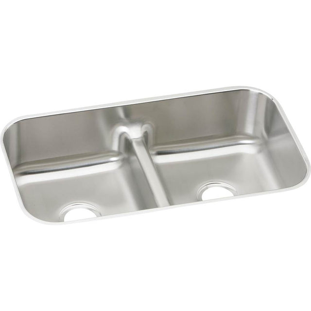 Elkay - 19 Gauge Stainless Steel 32.5'' x 18.15'' x 8'' Double Bowl Undermount Kitchen Sink - Lustrous Satin