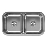 19 Gauge Stainless Steel 32.5'' x 18.15'' x 8'' Double Bowl Undermount Kitchen Sink