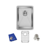 18 Gauge Stainless Steel 13.5'' x 18.5'' x 9'' Single Bowl Undermount Bar/Prep Sink Kit