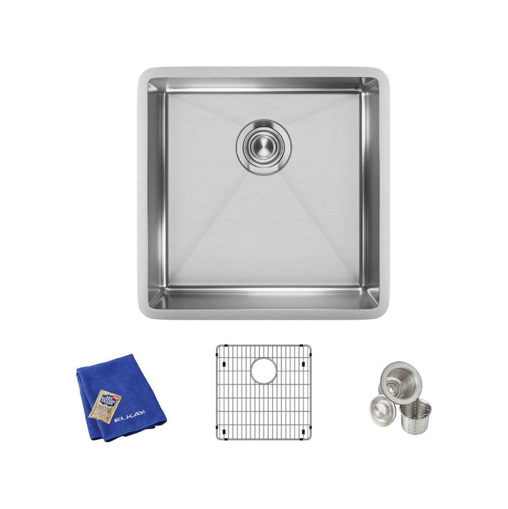 18 Gauge Stainless Steel 18.5'' x 18.5'' x 9'' Single Bowl Undermount Kit