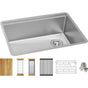 Elkay - 18 Gauge Stainless Steel 25.5'' x 18.5'' x 9'' Crosstown Workstation Single Bowl Undermount Kitchen Sink Kit - Polished Satin