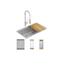 Elkay - Crosstown 18 Gauge Workstation Stainless Steel, 31-1/2'' x 18-1/2'' x 9'' Single Bowl Undermount Sink & Faucet Kit - Polished Satin