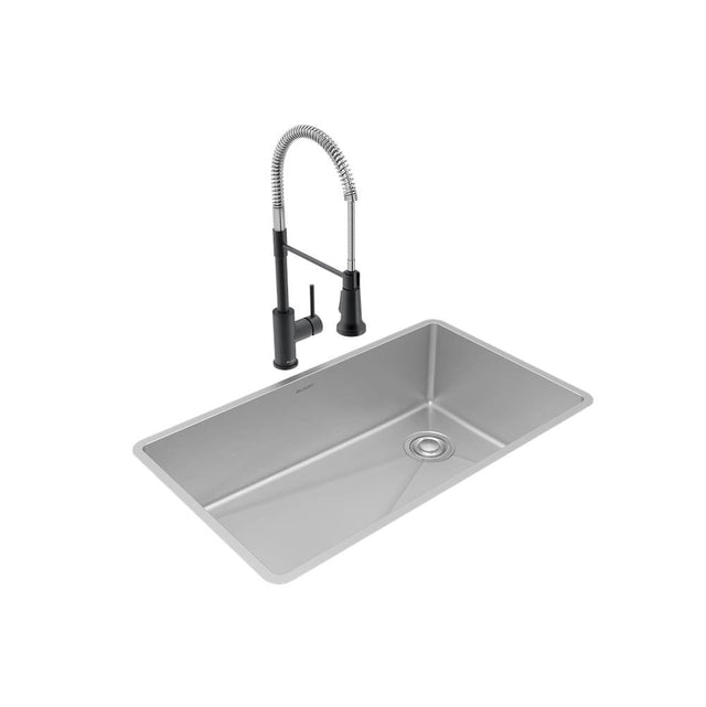 Elkay - Crosstown 18 Gauge Stainless Steel 31-1/2'' x 18-1/2'' x 9'', Single Bowl Undermount Sink, Faucet & Drain Kit - Polished Satin