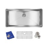 18 Gauge Stainless Steel 36.5'' x 18.5'' x 9'' Single Bowl Undermount Kit