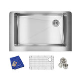 18 Gauge Stainless Steel 31.5'' x 18.5'' x 9'' Single Bowl Apron Front Undermount Kit
