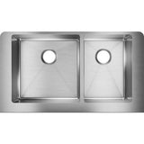 18 Gauge Stainless Steel 35.875'' x 20.25'' x 9'' Double Bowl Farmhouse Undermount Kitchen Sink