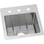 Elkay - 18 Gauge Stainless Steel 15'' x 15'' x 9'' Single Bowl Dual Mount Bar/Prep Sink Kit - Polished Satin
