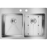 18 Gauge Stainless Steel 33'' x 22'' x 9'' Double Bowl Dual Mount Kitchen Sink Kit