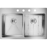 18 Gauge Stainless Steel 33'' x 22'' x 9'' Double Bowl Dual Mount Kitchen Sink Kit