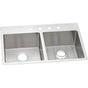 Elkay - 18 Gauge Stainless Steel 33'' x 22'' x 9'' Double Bowl Dual Mount Kitchen Sink Kit - Polished Satin