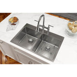 18 Gauge Stainless Steel 33'' x 22'' x 9'' Double Bowl Dual Mount Kitchen Sink Kit