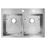 18 Gauge Stainless Steel 33'' x 22'' x 9'' Double Bowl Dual Mount Kitchen Sink Kit