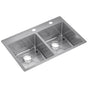 Elkay - 18 Gauge Stainless Steel 33'' x 22'' x 9'' Double Bowl Dual Mount Kitchen Sink Kit - Polished Satin