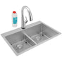 Elkay - Crosstown 18 Gauge Stainless Steel 33'' x 22'' x 9'', Equal Double Bowl Dual Mount Sink Kit with Filtered Faucet with Aqua Divide - Stainless Steel