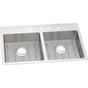 Elkay - 18 Gauge Stainless Steel 33'' x 22'' x 6'' Double Bowl Dual Mount Kitchen Sink Kit - Polished Satin